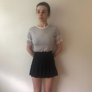 American Apparel Gabardine Pleated Tennis Skirt in Black -- Size XS